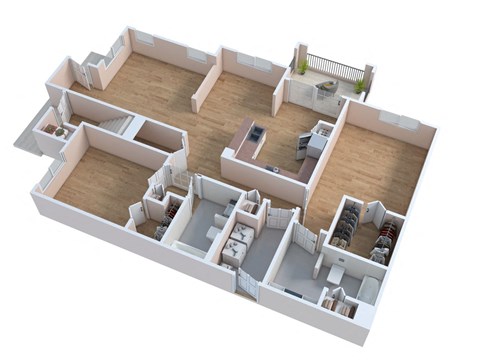 bedroom floor plan of a 2100 sq ft apartment